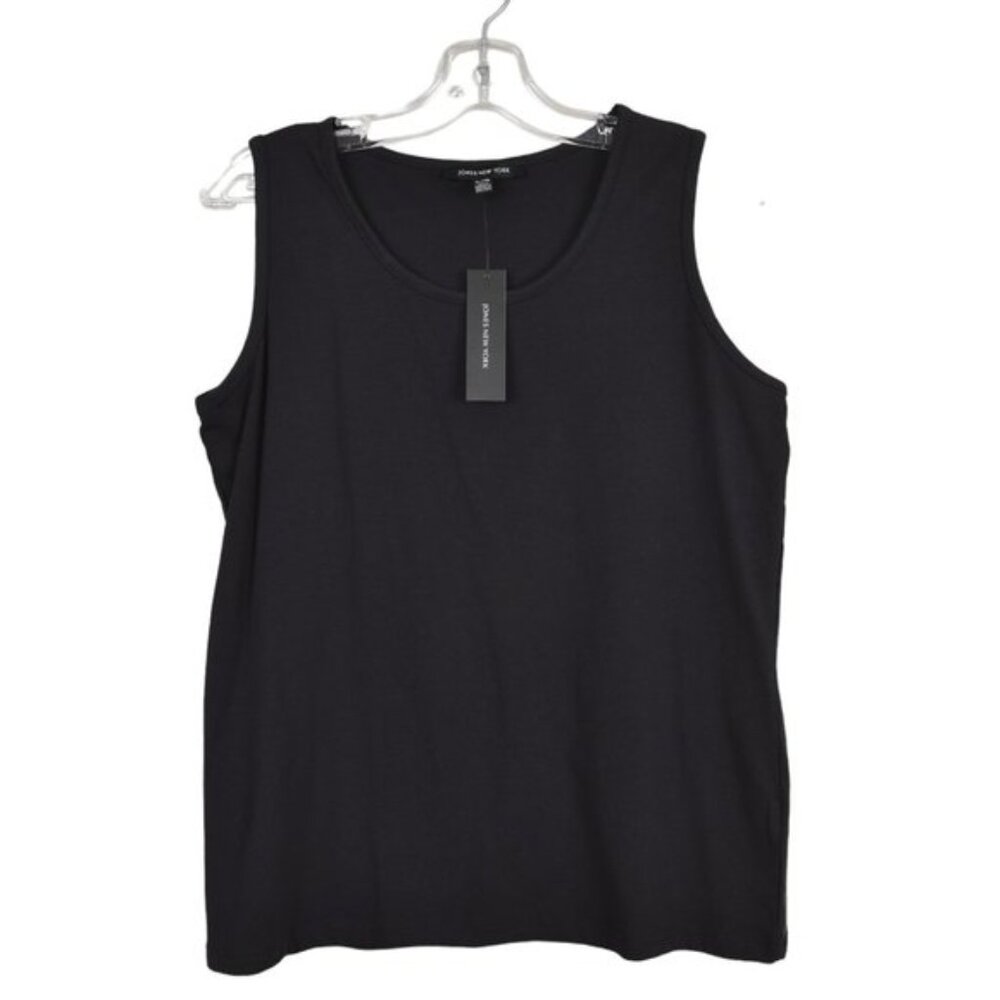 Jones York Black Tank Top Sleeveless Cotton Size Large